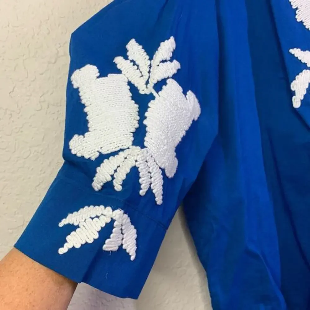 CHICO'S Blouse Embroidered Three-Quarter Sleeve Tassel Tie Neck Peasant Boho Top - Picture 7 of 11